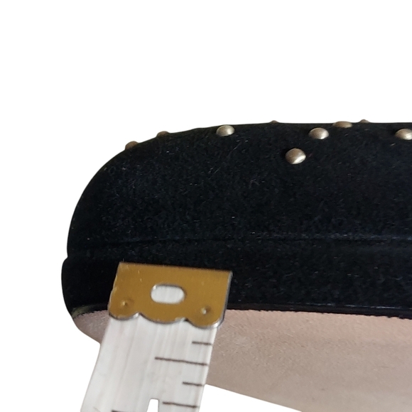 Van Eli Frenzy Black Suede Upper Gold Studs Platform Heels - Picture 13 of 16